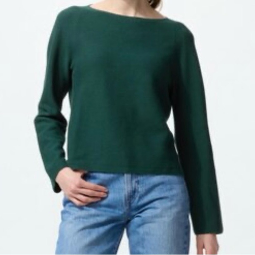 UNIQLO 3D Knit Cotton Sweater Green Small Lightweight Crewneck - Picture 3 of 5